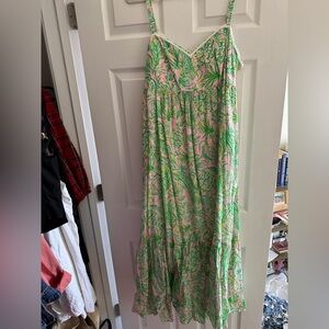 Lilly Pulitzer Green and Pink Smocked Dress